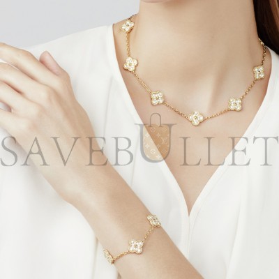 VAN CLEEF ARPELS VINTAGE ALHAMBRA BRACELET, 5 MOTIFS - YELLOW GOLD, DIAMOND  VCARA41400